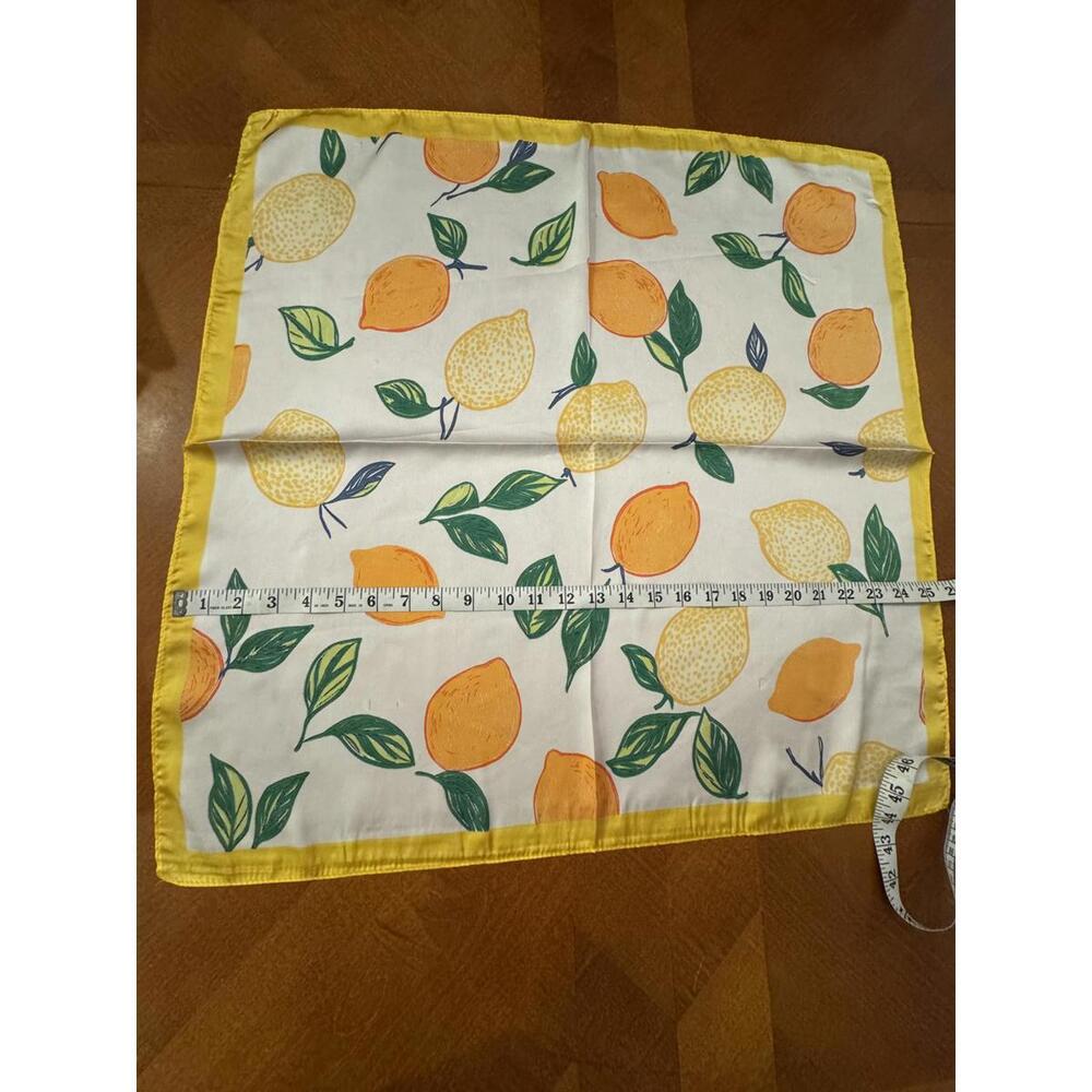 Square Lemon Print Scarf with Yellow Border 216